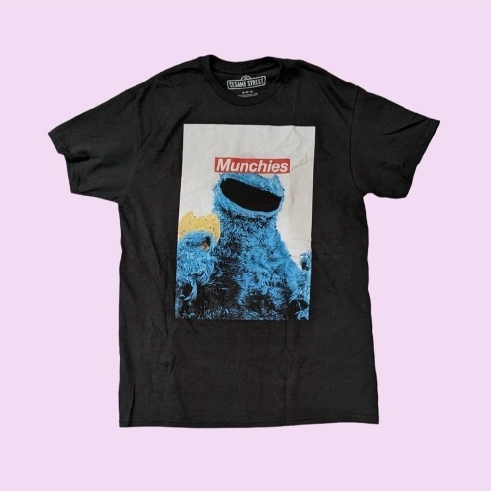Cookie Monster Cosplay Munchies Black Sesame Street  Pullover Men T-Shirt Size L